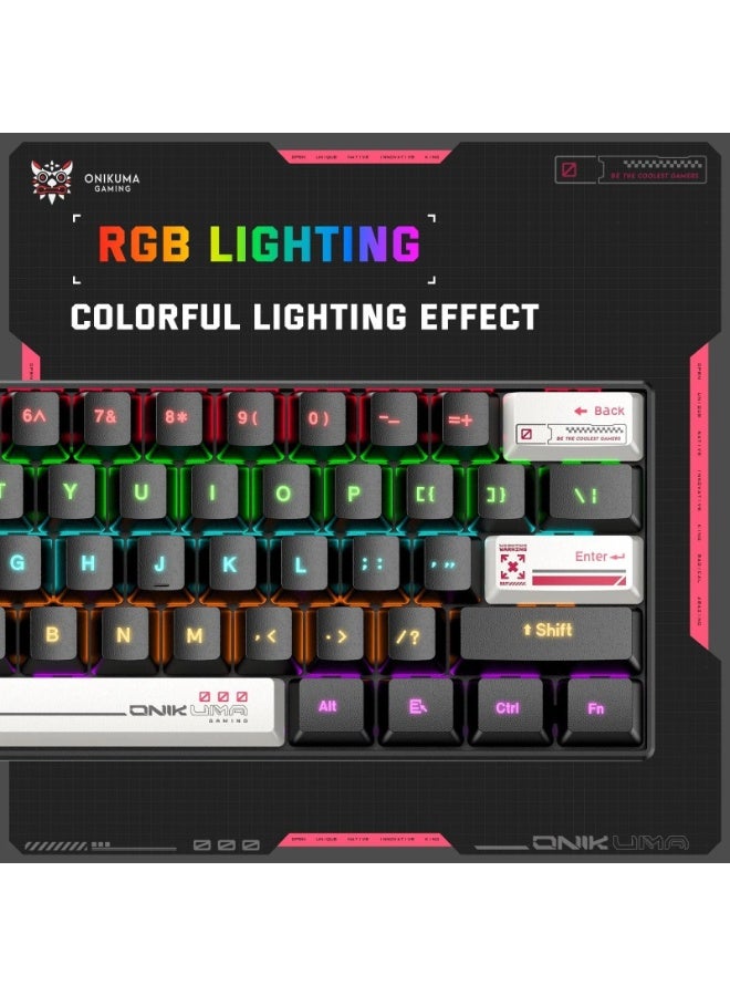 onikuma G55 Gaming Mechnical Keyboard - Brown Switches - 6 Extra KeyCaps - Rainbow Led Lighting - Image 5